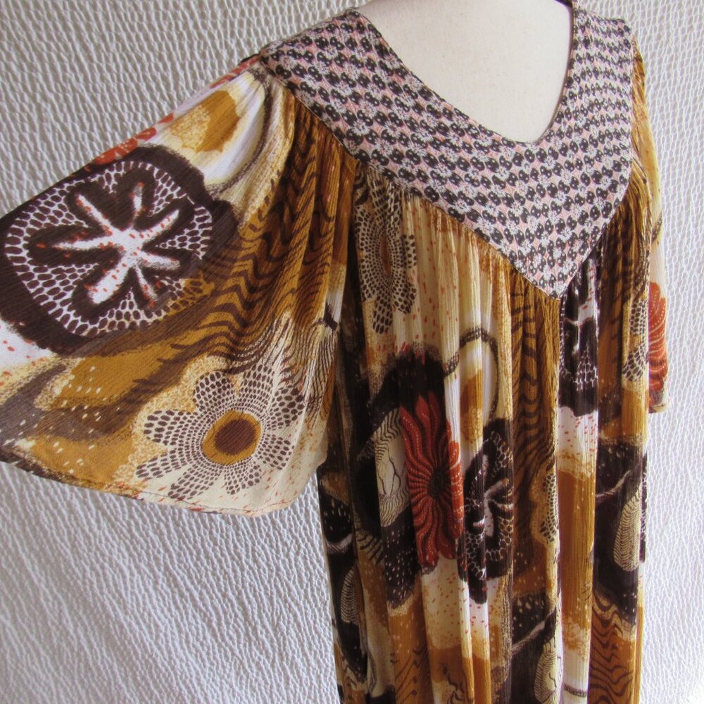 Go Softly Patio Dress S Lounge Pockets Sand Dollars Bold Colorful Print Vtg MUMU